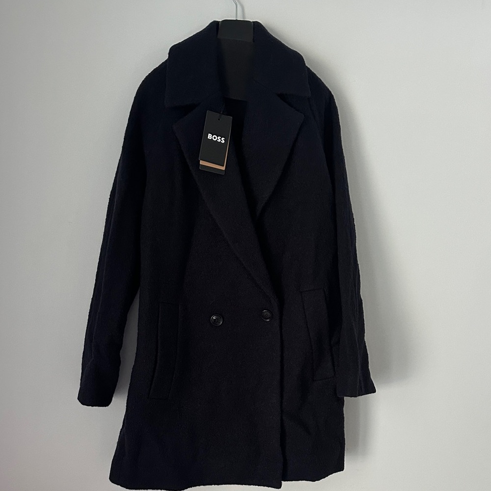 Boss Women's Elegant Black Pea Coat